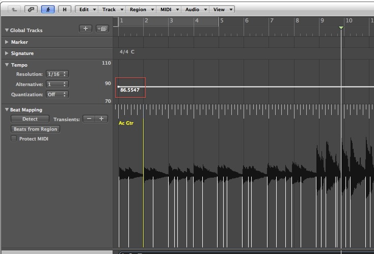 Logic Pro/Express 9: Tips on using Flex editing with audio files that were recorded with no tempo reference