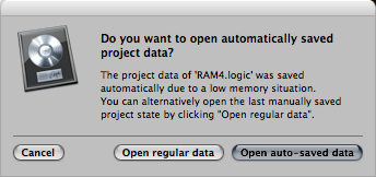Logic 9: About memory management and memory alert dialogs