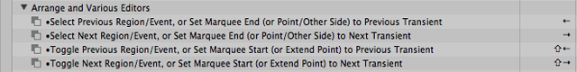 Logic 9.1.2: How key commands for setting Marquee selection borders to transients behave